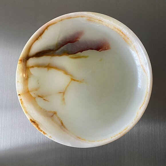 Vintage Solid Onyx Mid-Century Modern Footed Decorative Bowl - Picture 3 of 9